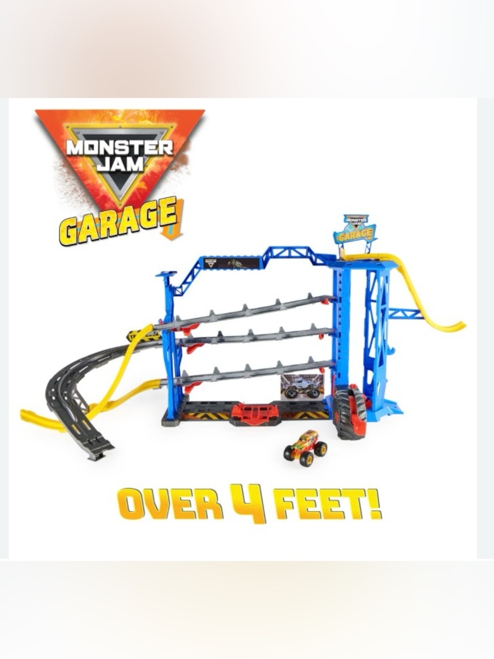 Monster Jam Garage Playset Storage & Track Kids Toy Over 4ft Tall